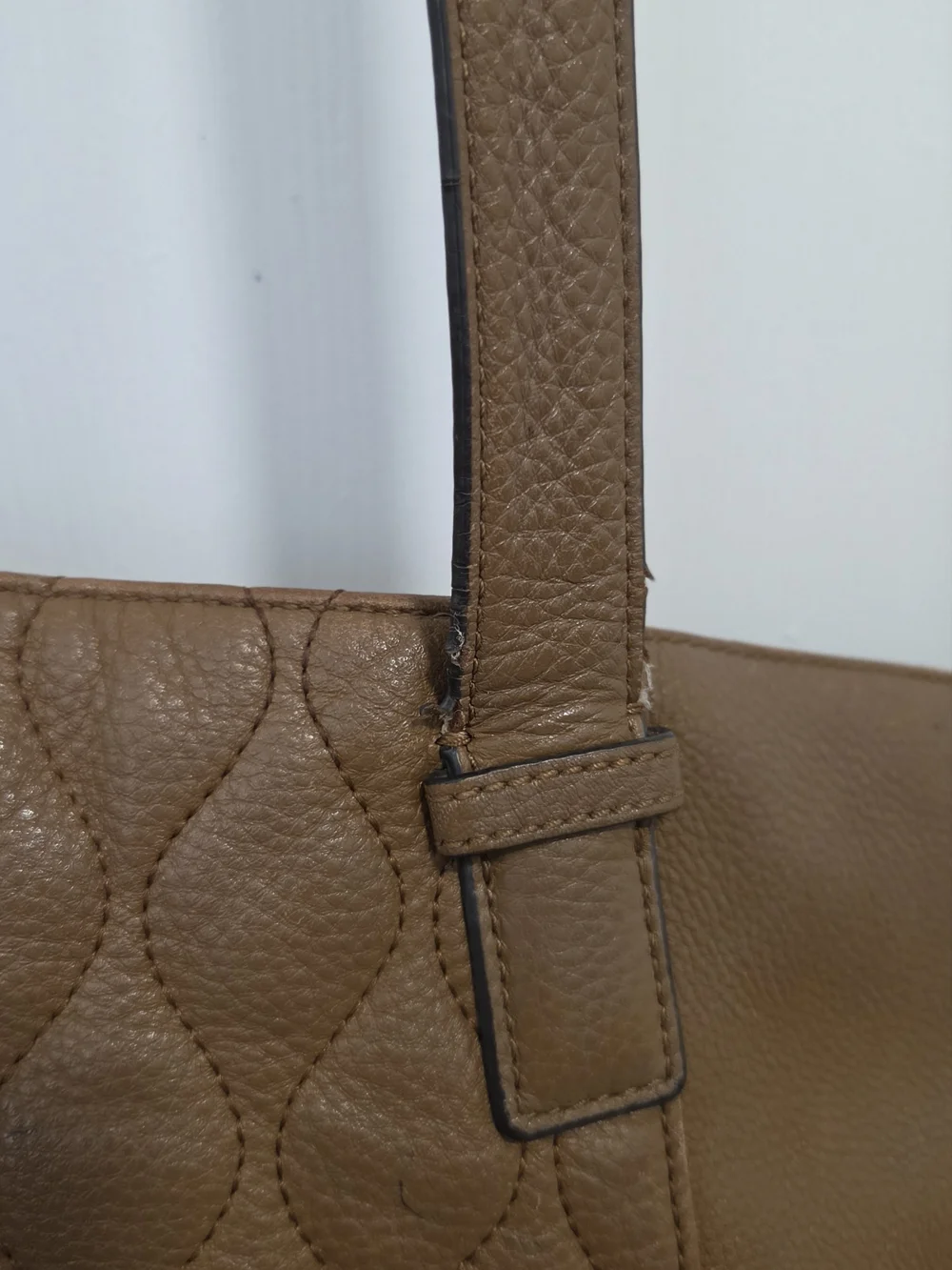 Vera Bradley Quilted Brown Leather Laptop Tote Bag